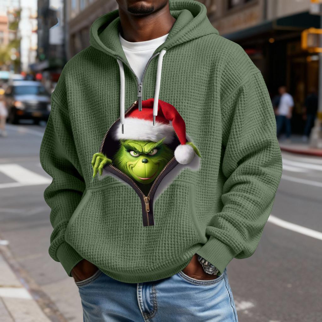 Mokaloha Men's Casual Solid Color  Zipper Long Sleeve Hooded Sweatshirt, Everyday Zipper Casual Long Sleeve T-Shirt