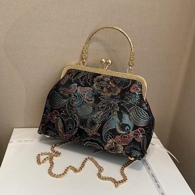 New Embroidered Portable Shell Bag New Clip Buckle Chain One Shoulder Fashion Clip Buckle Niche Crossbody Bag