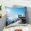 Natural Scenery Snow Outdoor Pillow Case For Car Sofa Decorative Home Double-sided Print Plush Square Throw Pillow Cushion Cover
