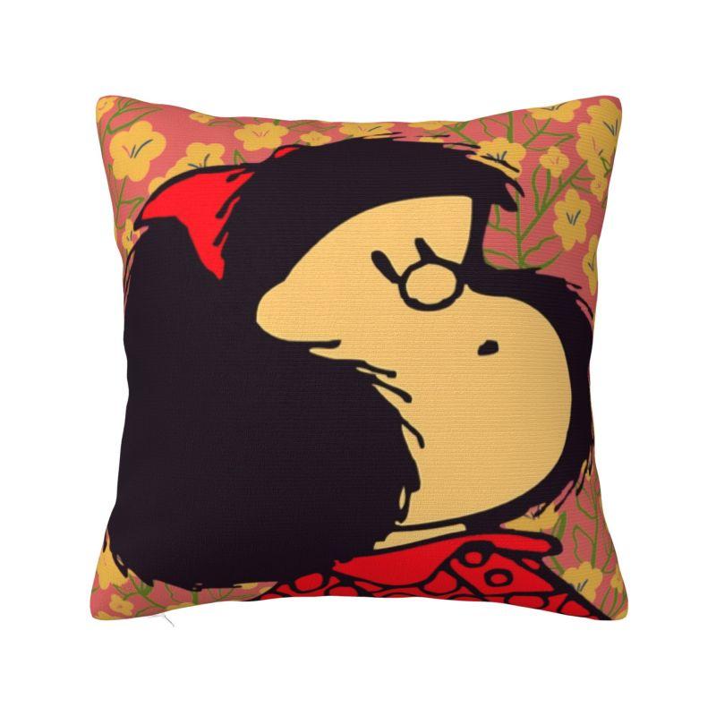 Manga Quino Mafalda Cushion Cover Kawaii Cartoon Velvet Luxury Pillows Living Room Decoration