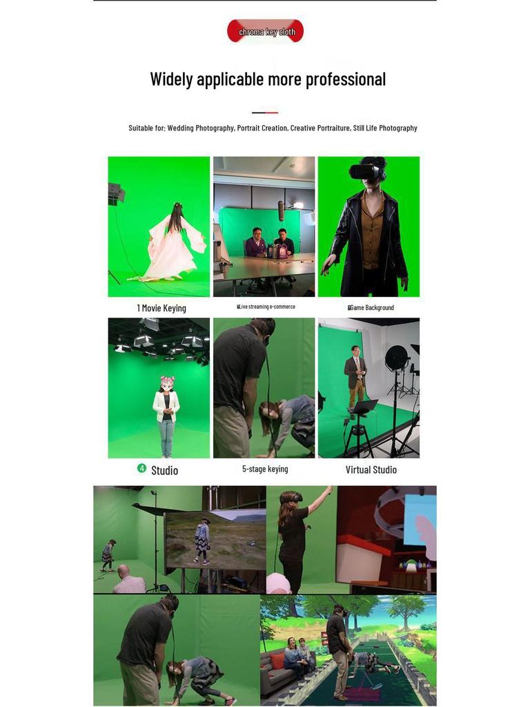 Green Screen Backdrop: Photography & Studio Keying Cloth in Green, White, Blue, Black