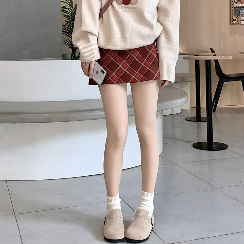Spring Autumn Winter Women's Flesh Colored Bare Leg Effect Pantyhose Fleece Lined Thickened Anti-Slip Base Layer Leggings