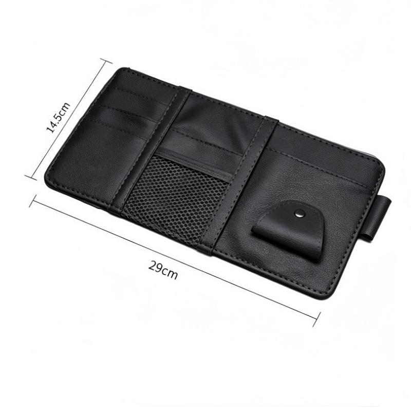 Multifunctional Car Visor Organizer Zippered Sunglasses Clip With Card Holder & Ticket Storage Pouch Auto Interior Accessories
