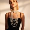 European & American Fashion Rhinestone Pearl Flower Necklace & Long Sweater Chain