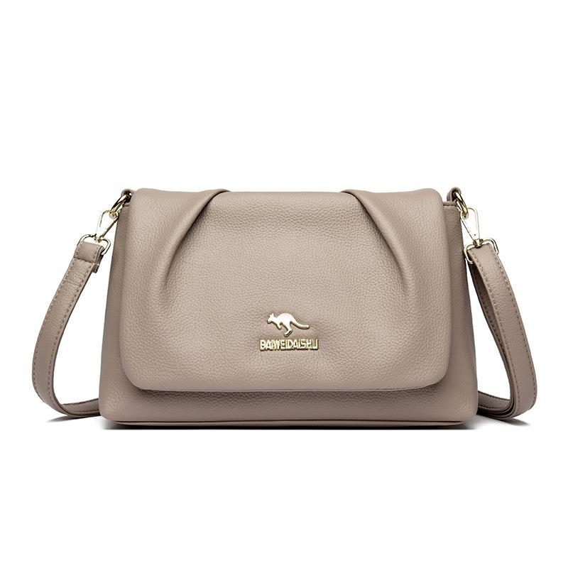 

Мягкая кожаная сумка под мышкой с плиссированной текстурой, сумка-облако, сумка на одно плечо, простая, но высококлассная модная женская сумка хаки