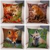 45*45cm Cute Wild Fox Print Pillowcase Decorative Cute Animal Pillowcase Soft Polyester Cushion Cover for Sofa Home Car