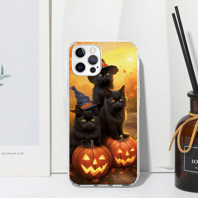 

Black Kitten Halloween Pumpkin Phone Case For Iphone 17 Air 16 15 Plus 16E 14 Pro Max 13 Mini 12 11 7 8 SE Fundas Soft Back Cove iPhone 13 Mini