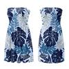 Vestido Casual de Mujer sin Tirantes sin Mangas Estampado Floral Vestido de Playa de Verano Cuerpo Elástico Fruncido Vestido por Encima de la Rodilla