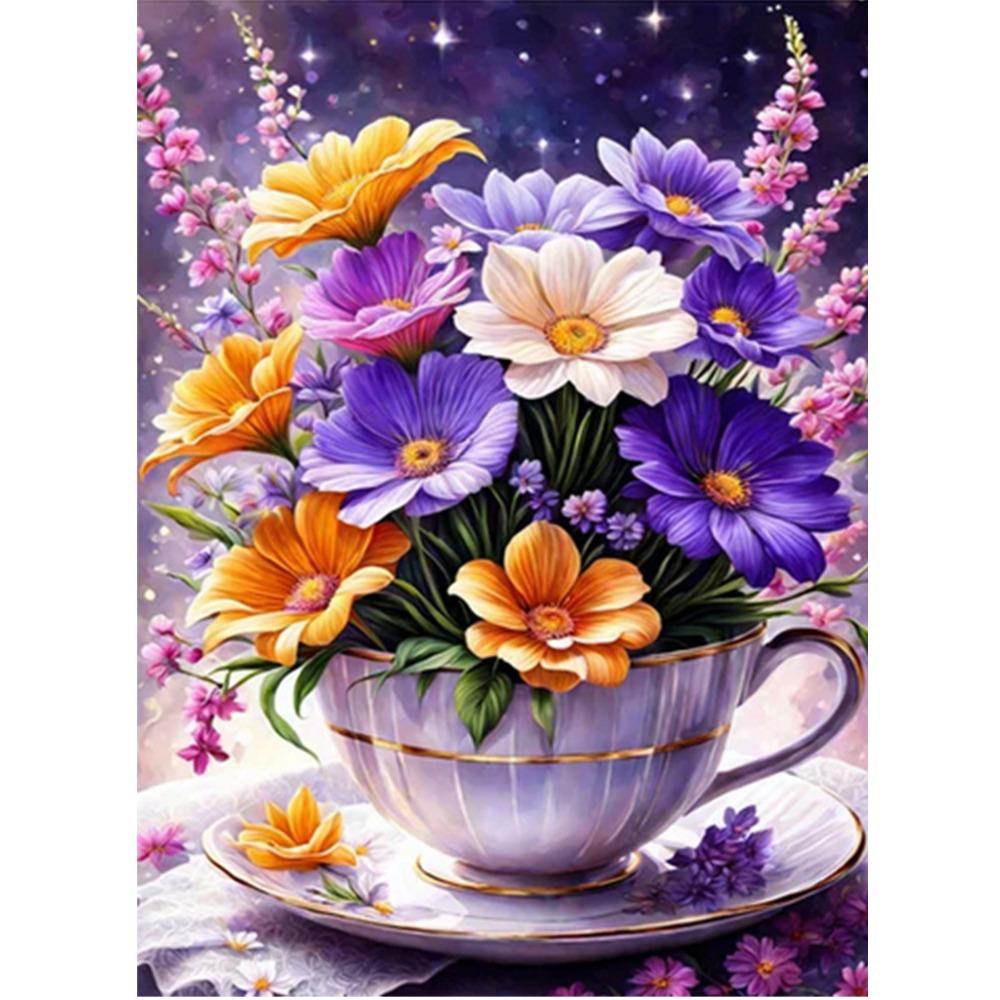 5D Diamond Painting, Peony Flower Sticker Diamond Cross Stitch Decorative Painting