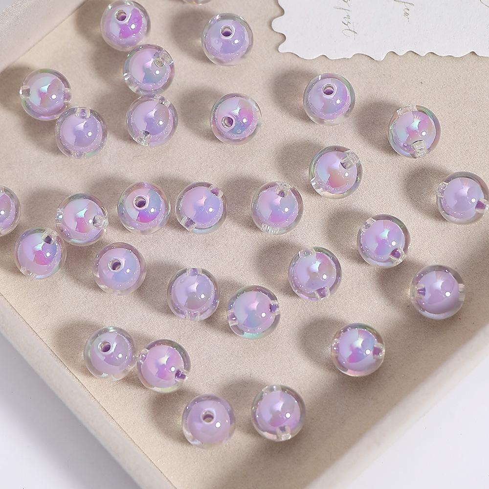 Iridescent Electroplated Acrylic Round Beads - DIY Jewelry Accessories