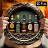 Vintage Style 8 Inch Round Aluminum Metal Tin Sign Whiskey Bottle Design Home Bar Decor