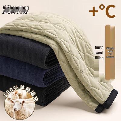 Snow Flying Men's 100% Wool Filled Thermal Bottoming Pants