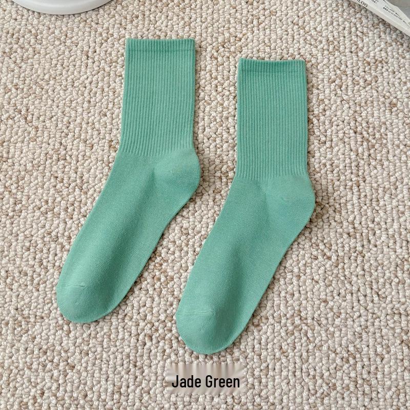 Bunte Damen Kniehohe Candy Color Scrunch Socken - Trendy, Ganzjährig, Mittelhoher Schaft, Einfache Tanz Baumwollsocken