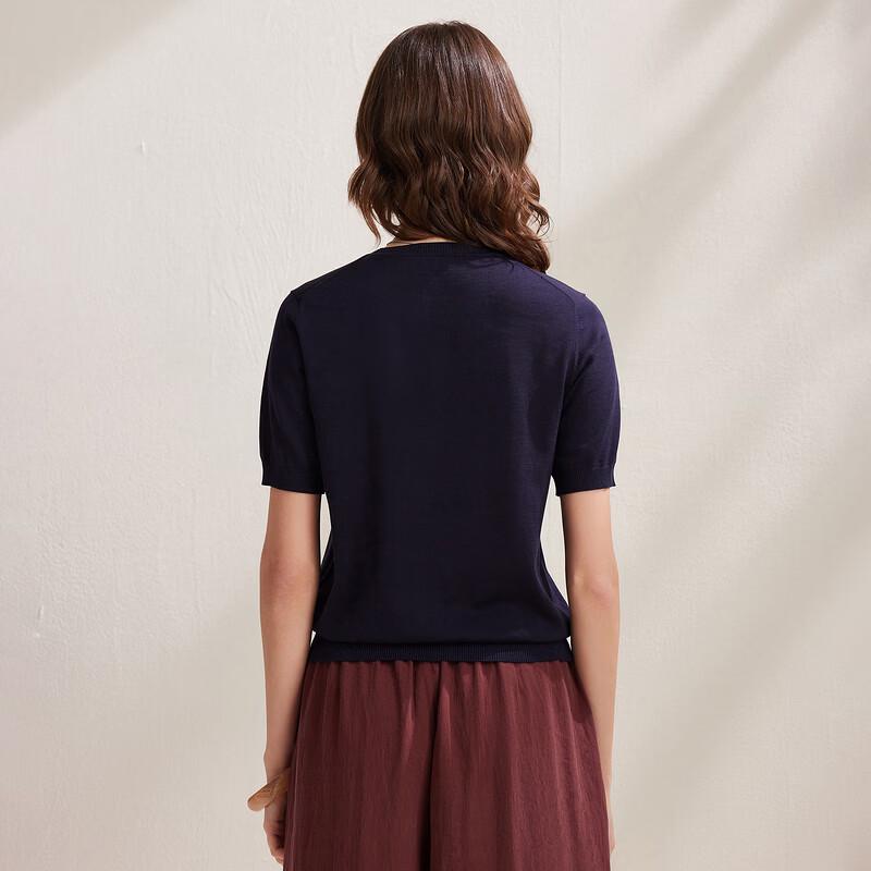 Zhaojun Women's Elegant Mulberry Silk Blend Knit T-Shirt