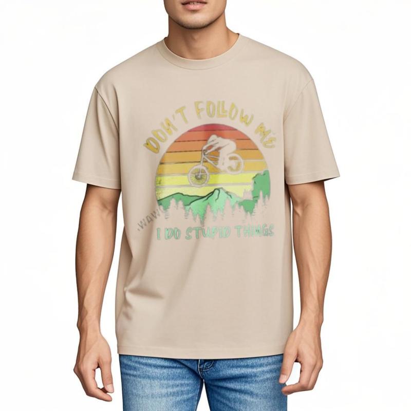 Dont Follow Me I Do Stupid Things Biking  Mountain Biker TShirt Aesthetic Clothes Oversized TShirts Mens Plain TShirts