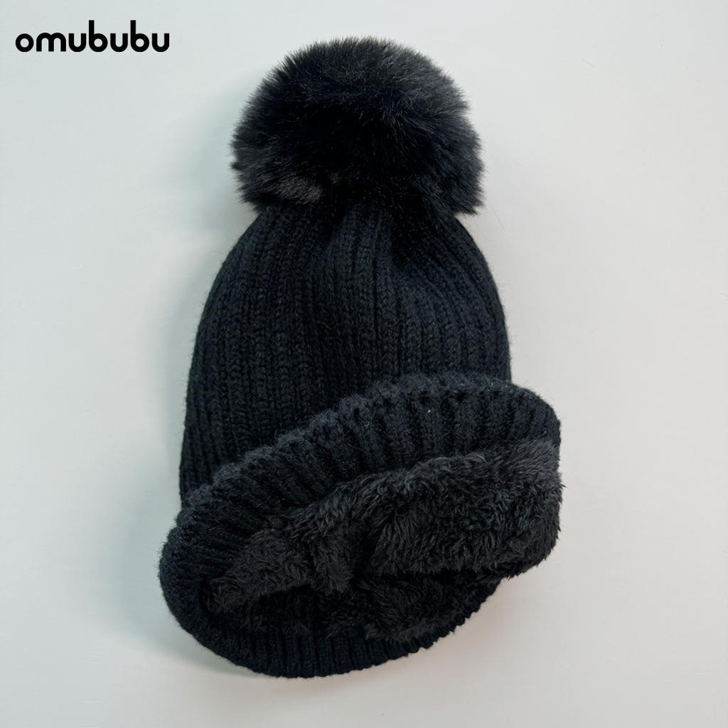 Winter plush wool hat women's tide versatile warm hairball knitted hat children's ear protection cold cover cold hat