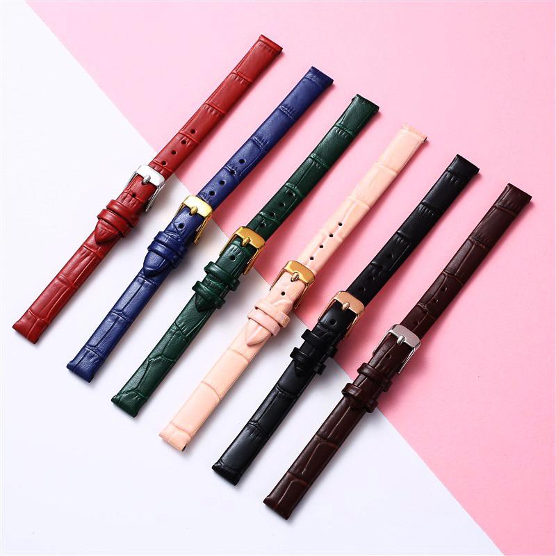 Leather Wath Strap 8mm 10mm 12mm 14mm 16mm 18mm 20mm Strap Genuine Leather Watch Bracelet Rose Gold Buckle with Tool