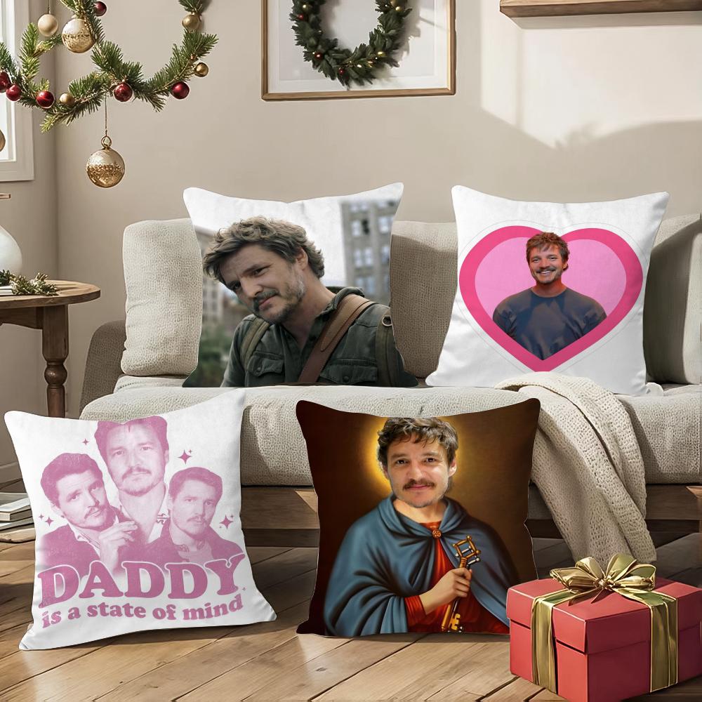 Hot Actor Cool Man PPedro Pascal Pillow Case DoubleSided Printing Short Plush Sofa Cushion Cover Bedroom Bedside Pillow