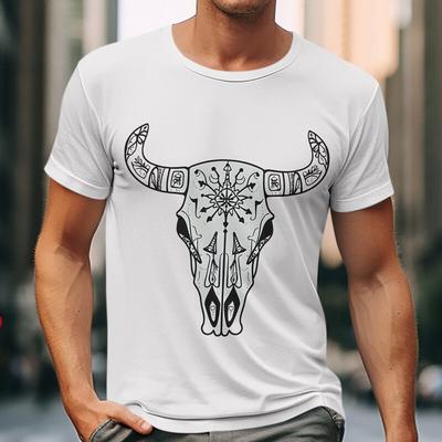 Herren T-Shirt mit stilisiertem Totenkopf-Grafik Unisex Weißes Baumwoll-T-Shirt Sommer
