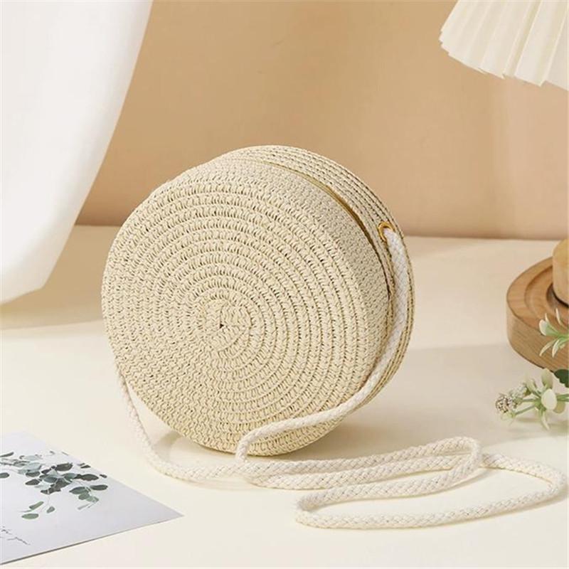 

Woven Straw Handwoven Women s Shoulder Bag, Fashion Solid Color Crossbody Purse with Lock Closure