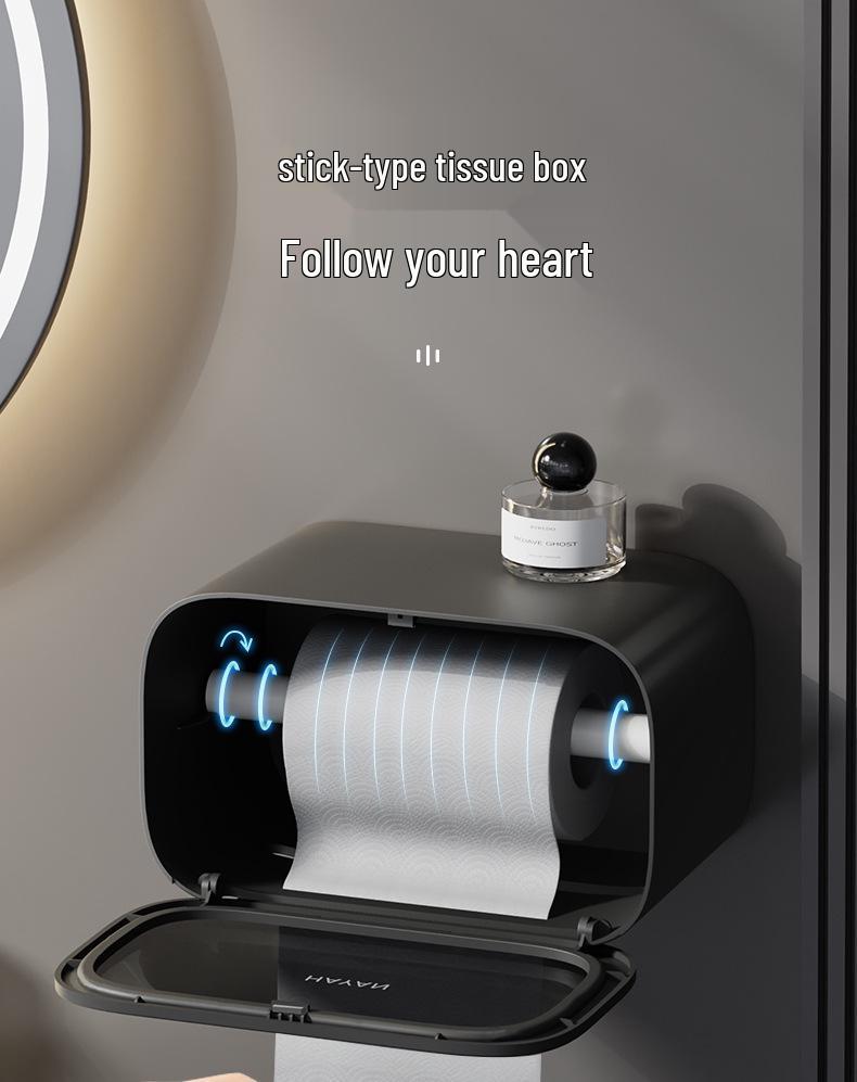 Luxury Wall-Mounted Tissue and Toilet Paper Box - No-Drill, Elegant Pull-Out Design