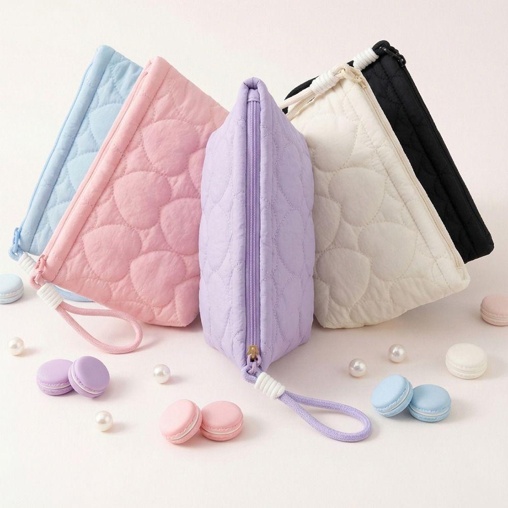 Large Capacity Portable Cosmetic Bag Solid Color Women Wash Pack Handheld Cosmetic Case Portable