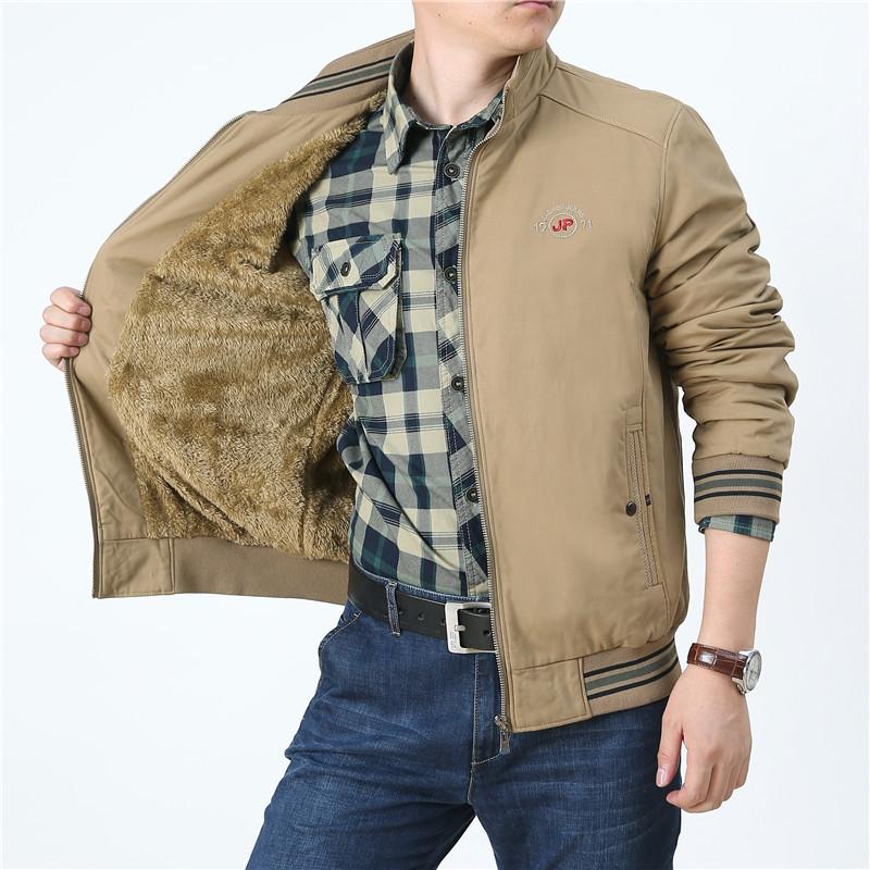 Men's Winter Plush Thickened Business Casual Stand Collar Jacket