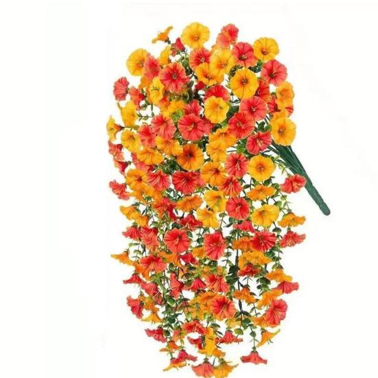 

Artificial Flowers for Outdoor, Fake Hanging Morning Glory with Eucalyptus Leaves, UV Resistant Faux Plants Petunias Trailing Vines 1pc J
