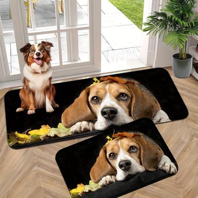 1Pcs Anti Fatigue Kitchen Rugs, Cute Dog Print Waterproof Non-Slip Thick Cushioned Kitchen Mat Heavy Duty Comfort Standing Mat for Kitchen