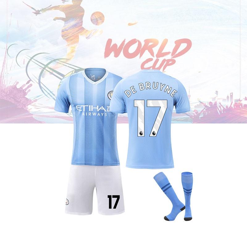 Authentic Manchester City Home Jersey Harland 9 De Bruyne 17 Adult Kids Set