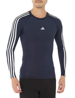 Adidas Techfit Long Sleeve Legend Ink Size M Men's 3-Stripes T-Shirt, JTE76, (IW0657),