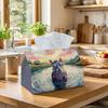One Artistic Hippo-Themed Tissue Box Cover Featuring a Scenic Sunset Over a Rippling Lake. It Is Made of High-Quality, Waterproof, And Durable Materia