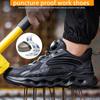 Rotated Button Men Safety Shoes Steel Toe Sneaker Man Easy Wear Work Safety Boots Anti-smash Work Shoes Mens Protective Footwear
