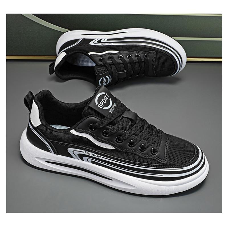 Classic Men's Leather Mesh Casual Shoes Flat Lace Up Casual Shoes Outdoor Light Non-slip Sneakers for Men Zapatillas De Deporte