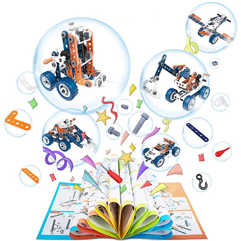 AMYCOOL Assembly Car Screwdriver and Tool Educational 12 Types of DIY Transformable Christmas Day Storage Safety Certified 152-Piece Toy, 12-in-1 Set,