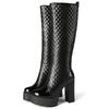 Punk Boots Women Winter Shoes Platform High Heels Knee-high Boots Fashion Snow Boots Female Sexy Black White Long Shoes Woman
