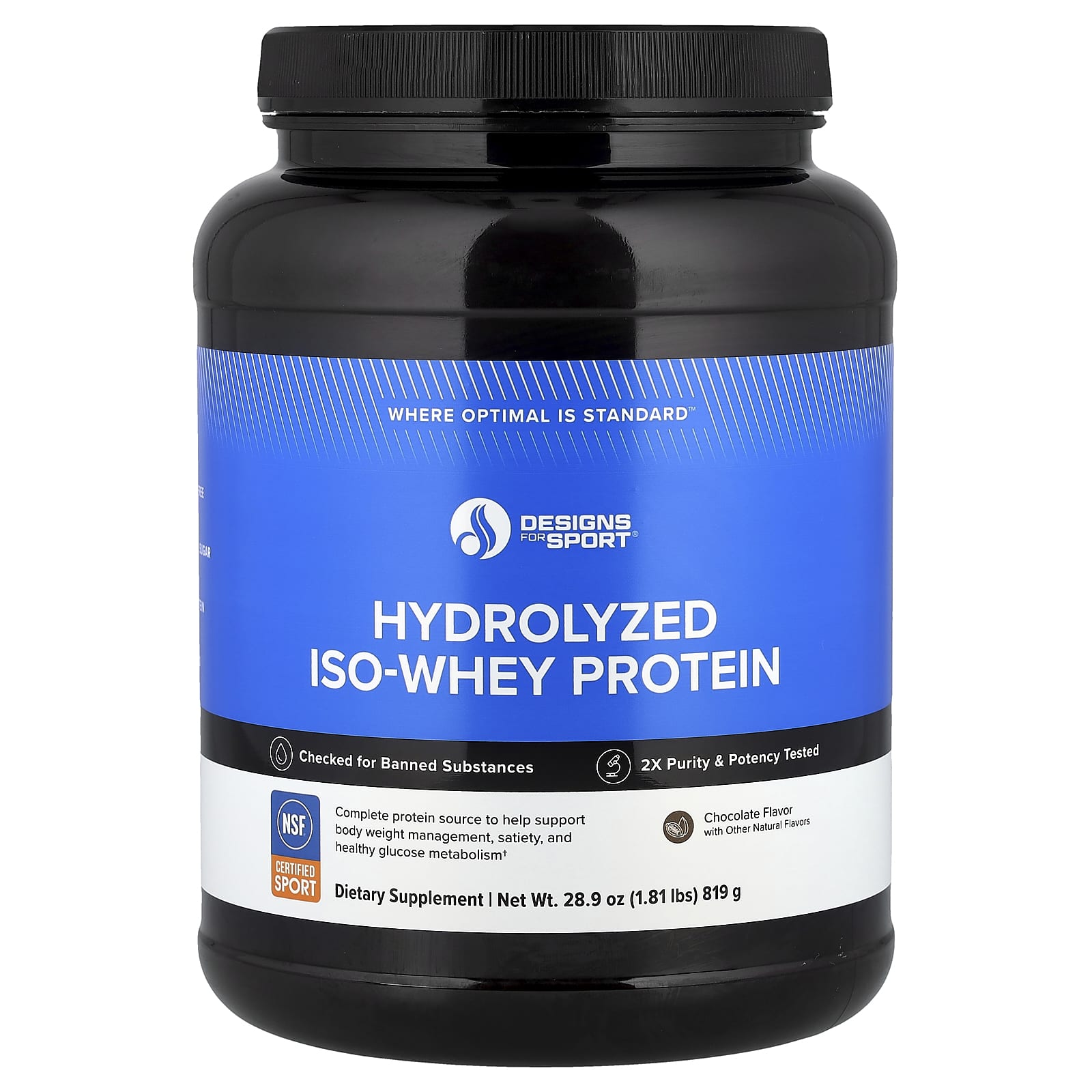 

Designs for Sport®, Hydrolyzed Whey Protein, Chocolate, 819 g (1.81 Lb)