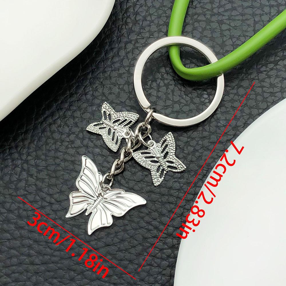 Gold/White Hollow-out Butterfly Keychain - Creative Simple Keyring Backpack Pendant Accessory