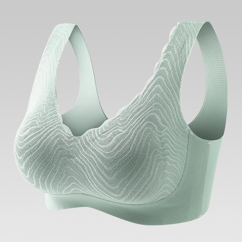 

Home no steel ring underwear women gather seamless thin zero bondage collection breast beauty back one piece sleep bra autumn M зелёный