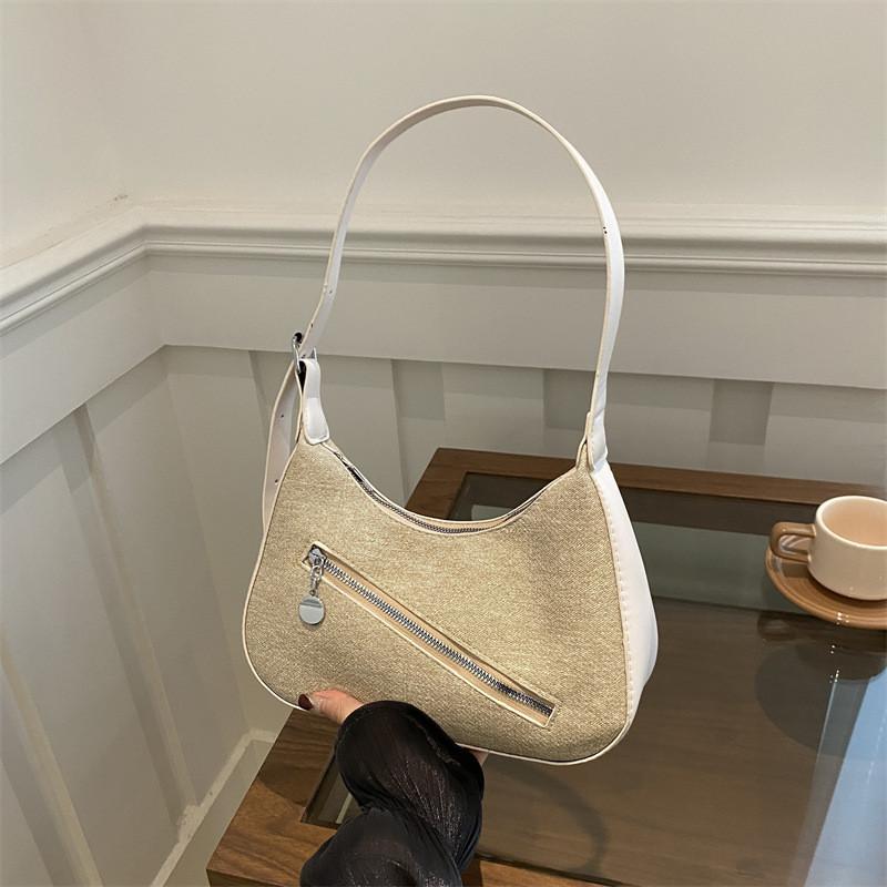 Stylish Korean-inspired Casual Moon Bag In Black Blue Brown Lake Blue And Cream For Trendy Street Fashion