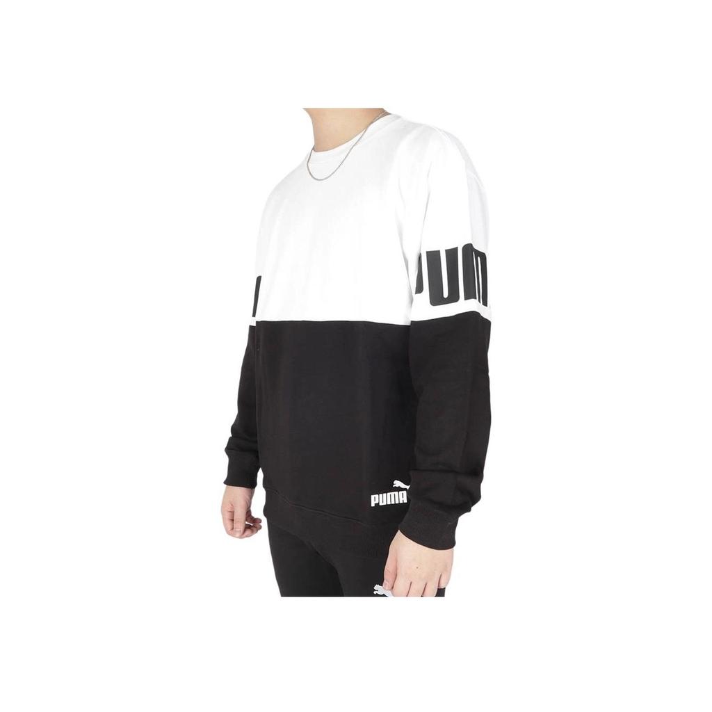 Puma Pánská mikina s kulatým výstřihem a logem v barevném bloku, topy, černobílá 847722-02