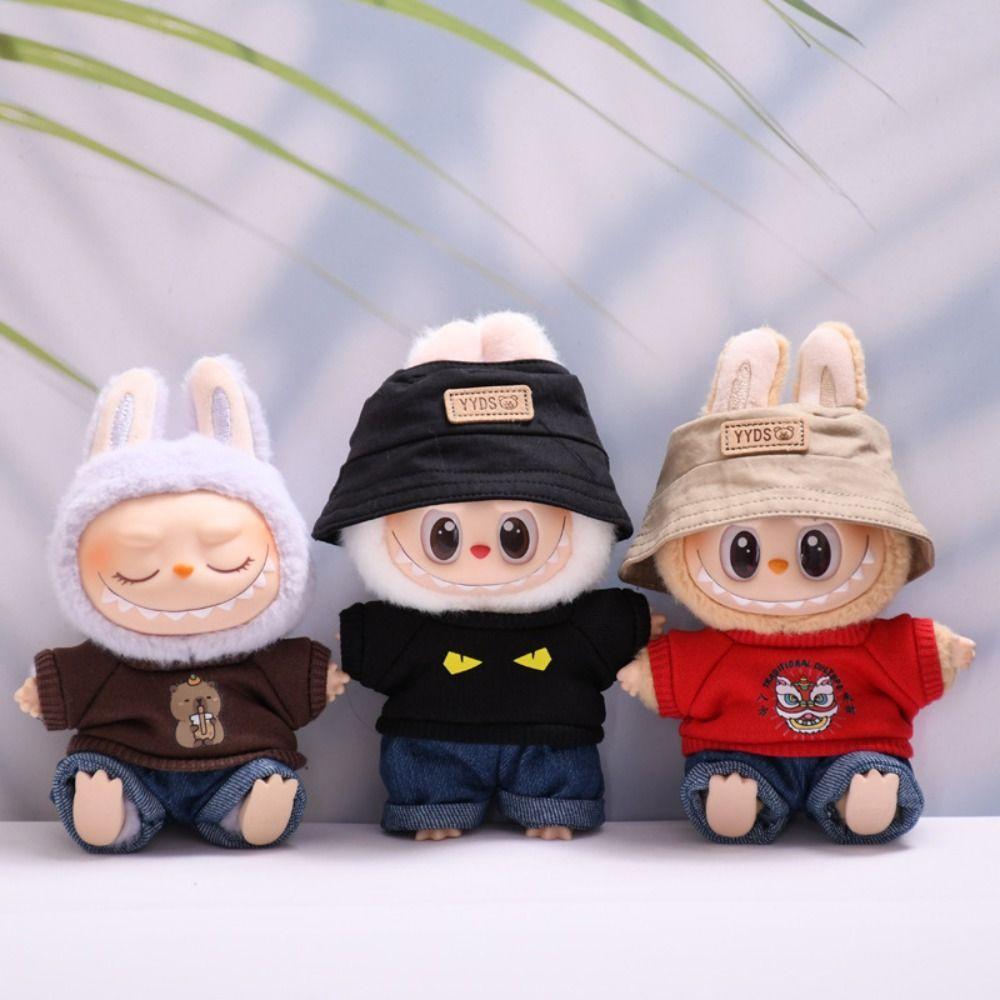 

Ba Fang Lai Cai Sitting Labubu Time Cloth Handmade 17cm Plush Dolls Clothes Children Gift Style 1