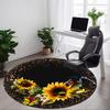 1pc Sunflower Bouquet Chair Carpet for Office, Round Polyester Mat, Indoor Decor for Office, Easycare Fabric, Washable Non-slip Area Carpet