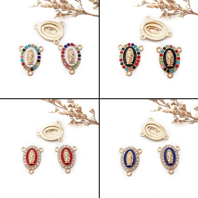 Virgin Mary Charms for Jewelry Making Enamel Mix Color Rhinestones Pendants for Jewelry Necklace Bracelet Making