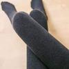 Damen Leggings mit hohem Bund in Übergröße: Fleece-gefüttert, Dick, Schlankmachend, Baumwolle mit vertikalen Streifen für Herbst/Winter