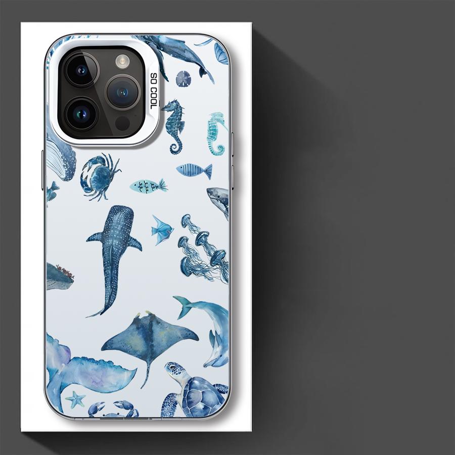 Colorful Silver Marine Organisms Phone Cover Case for iPhone 17 Pro Max 13 11 Air 14 Plus 16 15 12 Pro