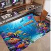Fish Ocean Theme Soft Crystal Velvet Rug Custom Name & Text Print Non Slip Floor Rug for Bedroom Living Room