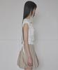 Peulleeoeob Asymmetrical Draped Strap Roll-Up T-Shirt (Fl-170_Cream)