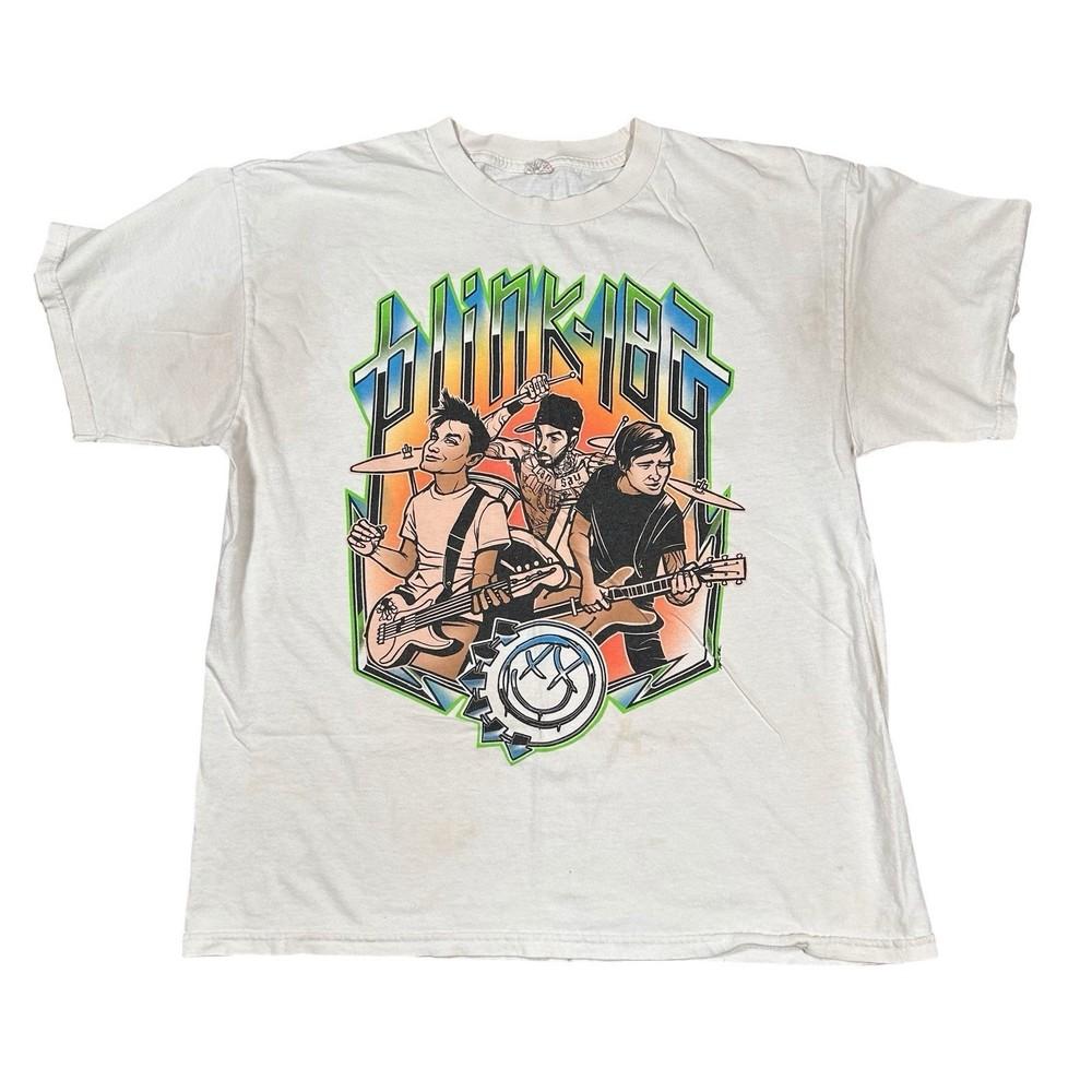 Blink 182 Band Concert Tour 2009 White Graphic Men’s Size Large Unisex T-Shirt S
