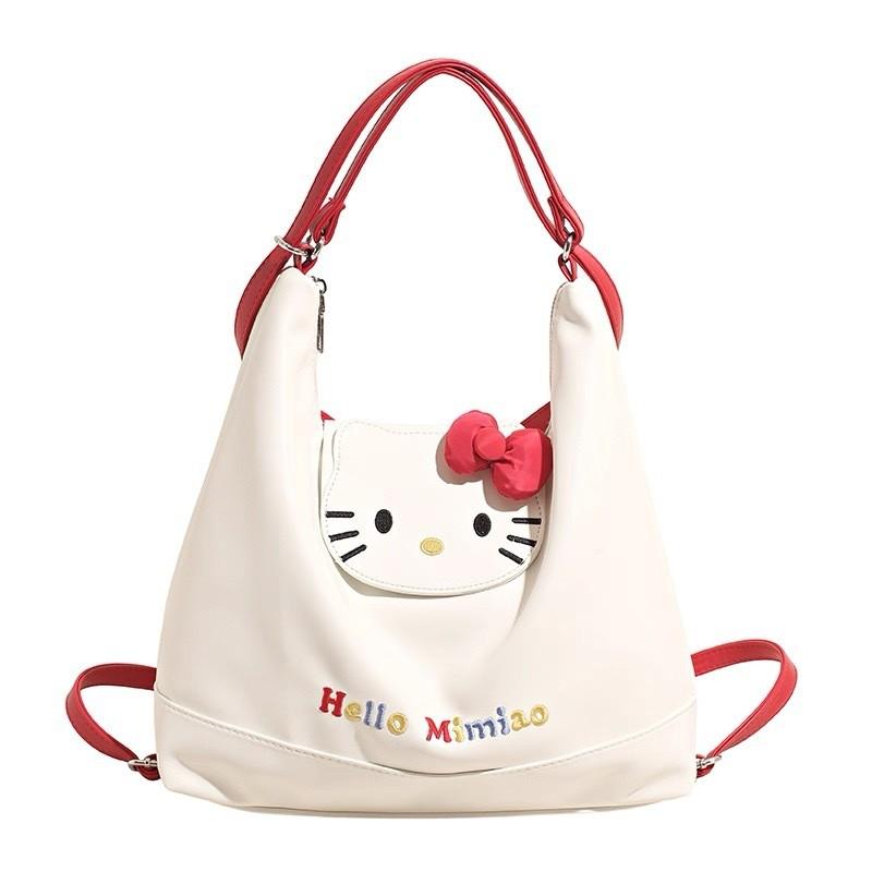 Hello Kitty Backpack For Women Girls Pu Material Large Capacity Daily Use
